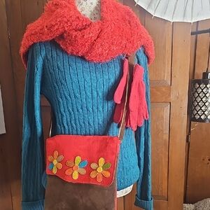 4 pc set - St John's Bay sweater with crossbody purse, scarf, and gloves